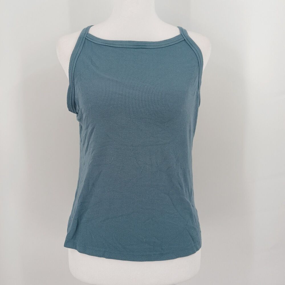 womens sweet romeo size large blue cropped tank top summer layering basic casual